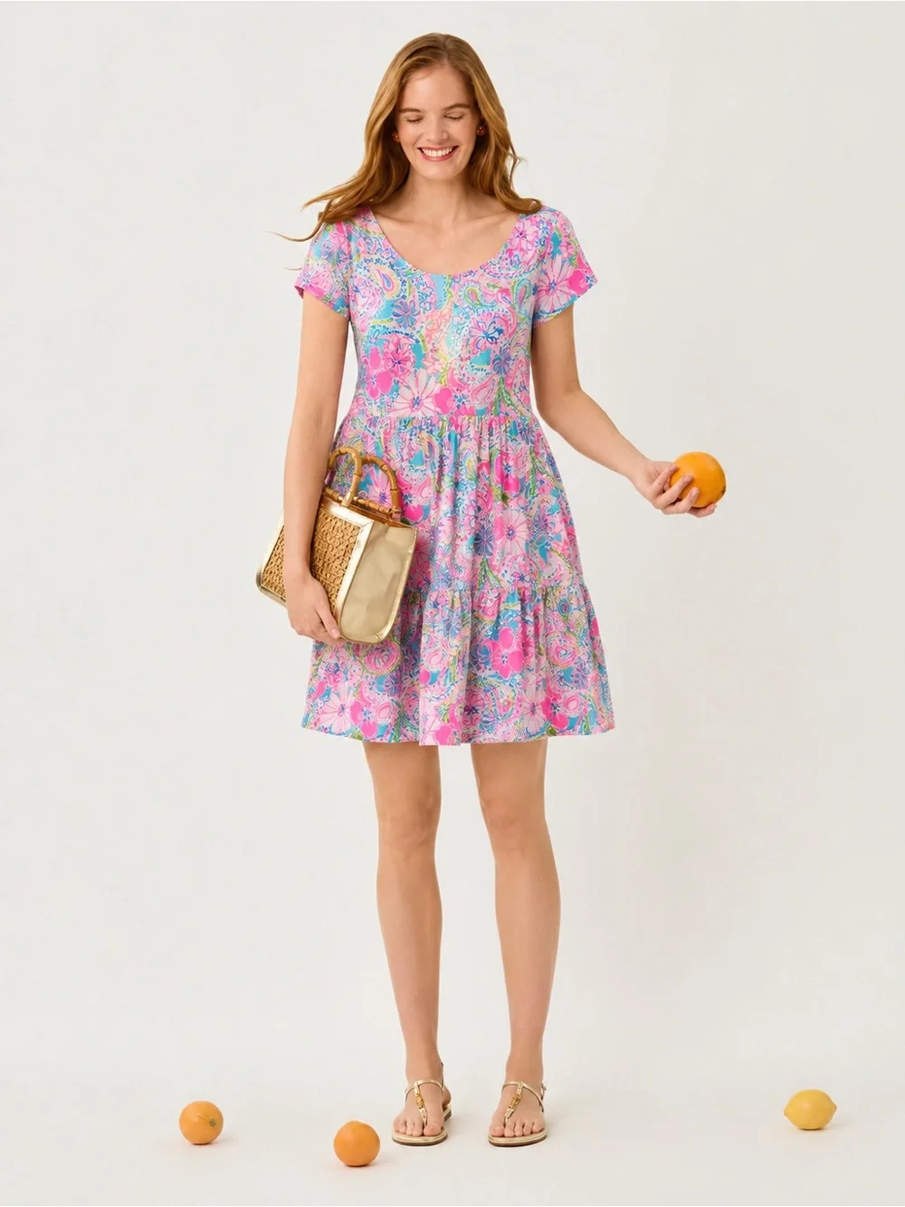 Lilly Pulitzer | Flock Full of Fun Geanna Swing Tiered Dress w/ Pockets ~ Large